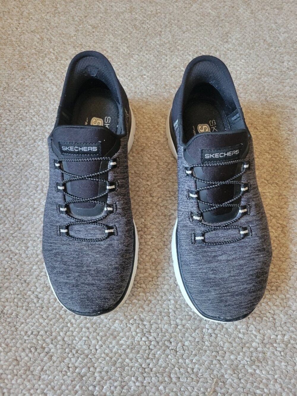 Skechers Slip-Ins Summits Casual Sneakers, Black/White, Women's 6.5 Reg. Width